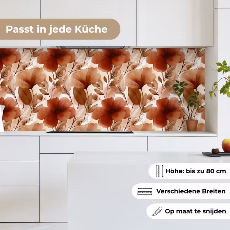 Bloemen - Aquarel - Botanisch - Terracotta keuken achterwand 2 middel 871 -sfeer4_DE