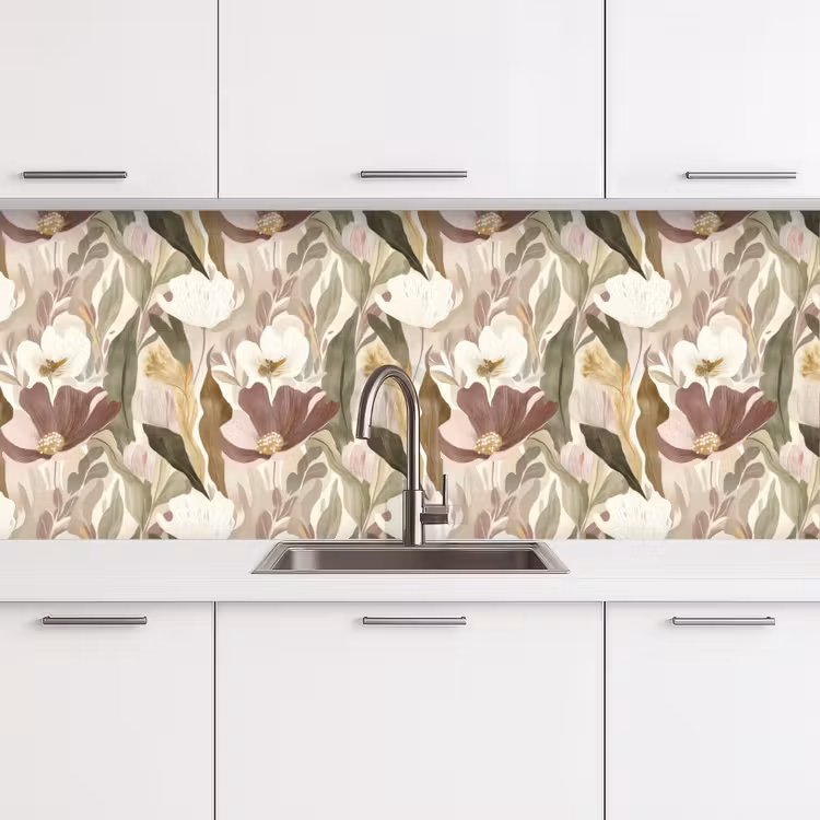 Bloemen - Aquarel - Kleurrijk keuken achterwand 2 middel 871 -3d