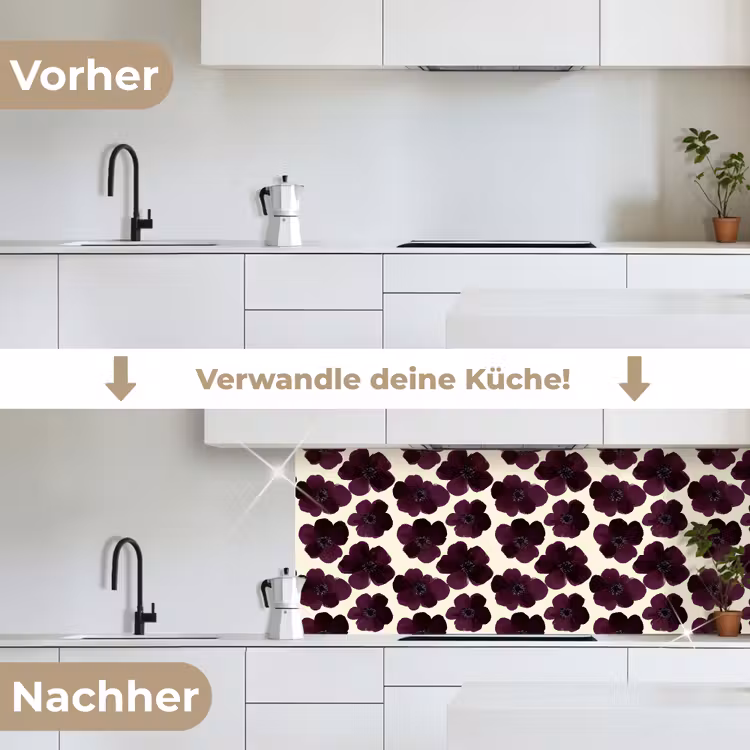 Bloemen - Aquarel - Paars keuken achterwand 2 middel 871 -voor-na_DE