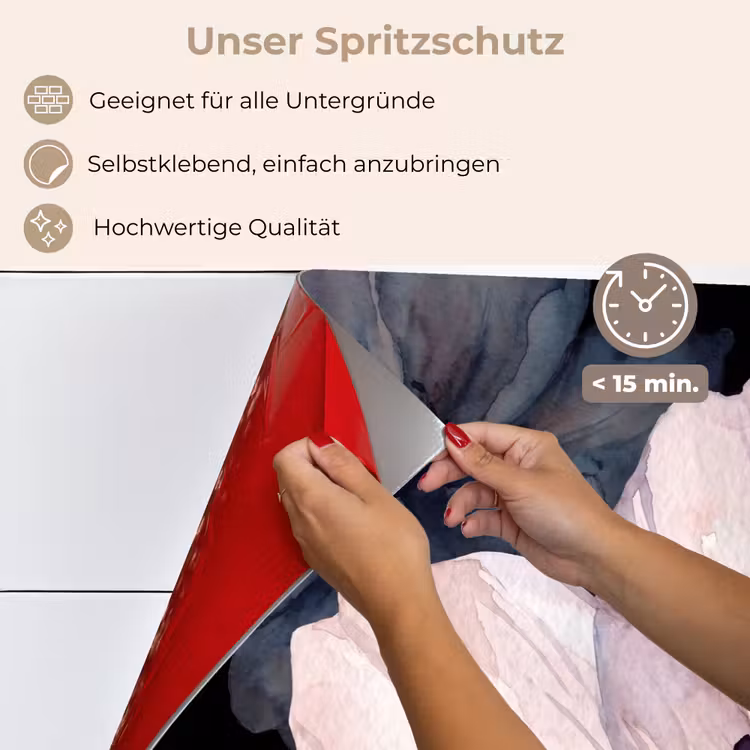 Bloemen - Aquarel - Modern - Roze - Donker keuken achterwand spatscherm klein -spatscherm_DE