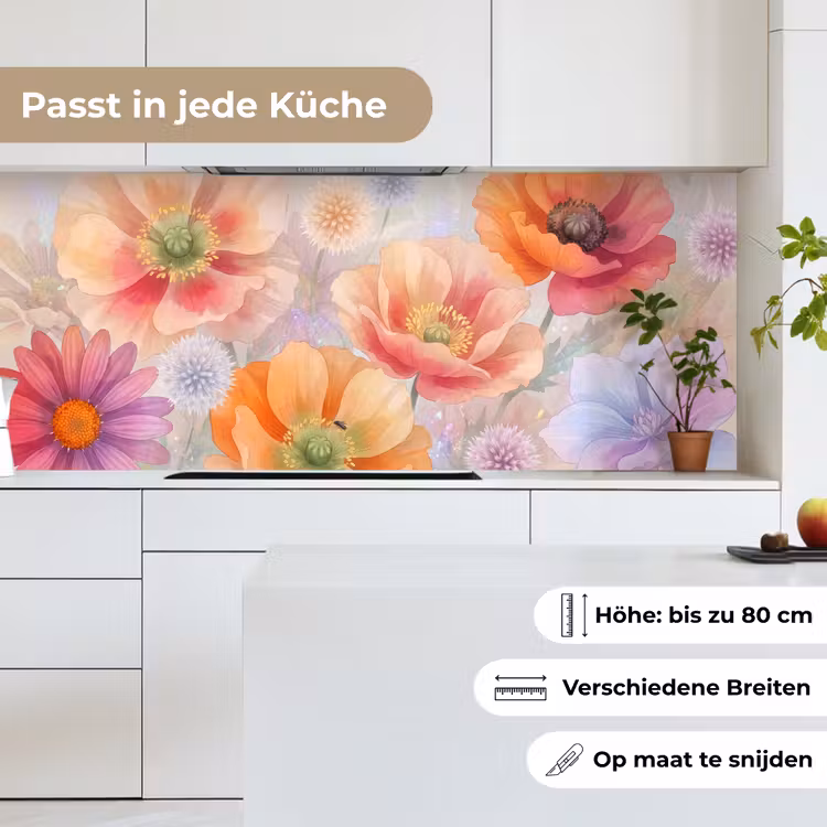 Bloemen - Aquarel - Natuur - Modern - Kleurrijk keuken achterwand 2 middel -sfeer4_DE