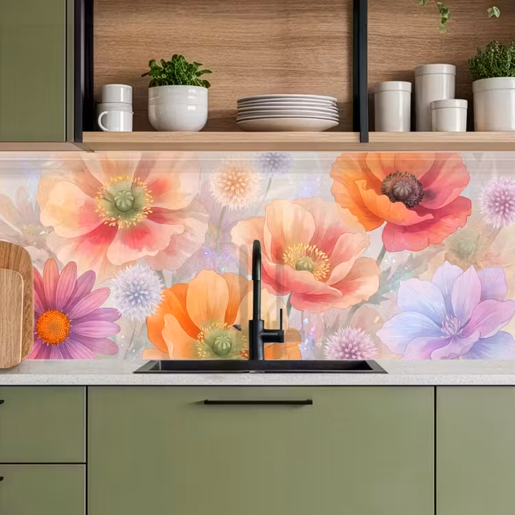 Bloemen - Aquarel - Natuur - Modern - Kleurrijk keuken achterwand 2 middel -sfeer3
