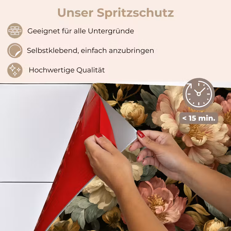 Bloemen - Barok - Patroon - Roze - Crème keuken achterwand spatscherm klein 900 -spatscherm_DE
