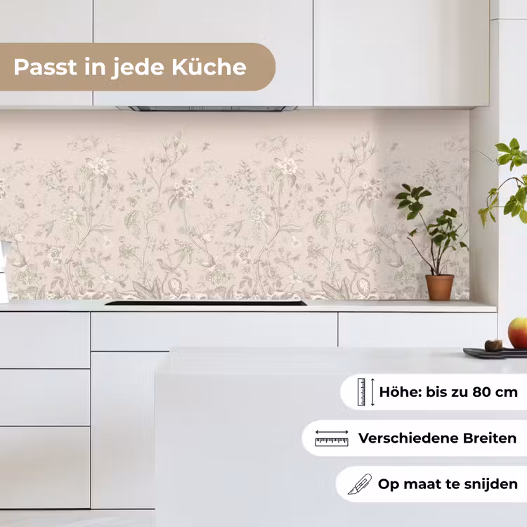 Bloemen - Beige - Botanisch - Vintage keuken achterwand 2 middel -sfeer4_DE