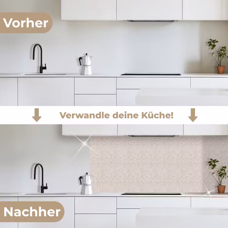 Bloemen - Bladeren - Licht - Taupe keuken achterwand 2 middel 871 -voor-na_DE