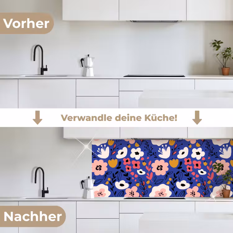 Bloemen - Bladeren - Patronen keuken achterwand 2 middel 871 -voor-na_DE