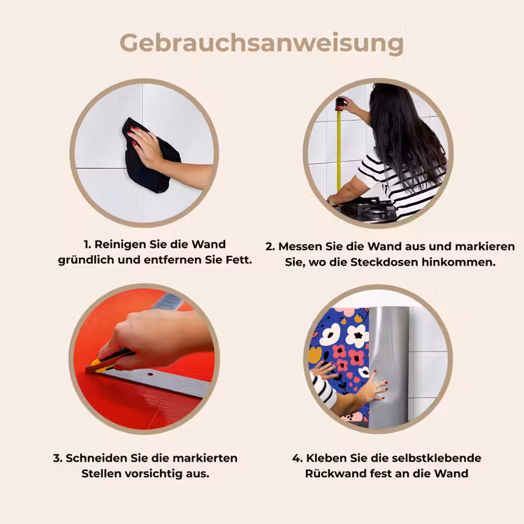 Bloemen - Bladeren - Patronen keuken achterwand 2 middel 871 -gebruiksaanwijzing_DE