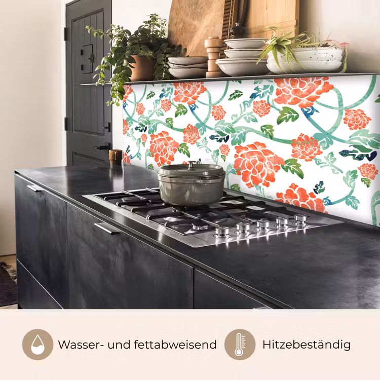 Bloemen - Bladeren - Patronen - Waterverf keuken achterwand 2 middel 871 -usp_DE
