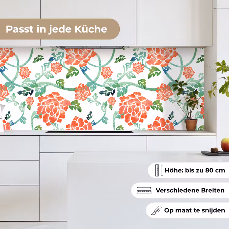 Bloemen - Bladeren - Patronen - Waterverf keuken achterwand 2 middel 871 -sfeer4_DE
