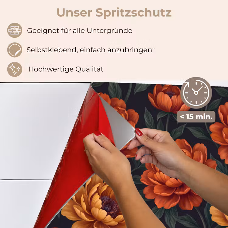 Bloemen - Bladeren - Natuur - Modern - Oranje keuken achterwand spatscherm klein -spatscherm_DE