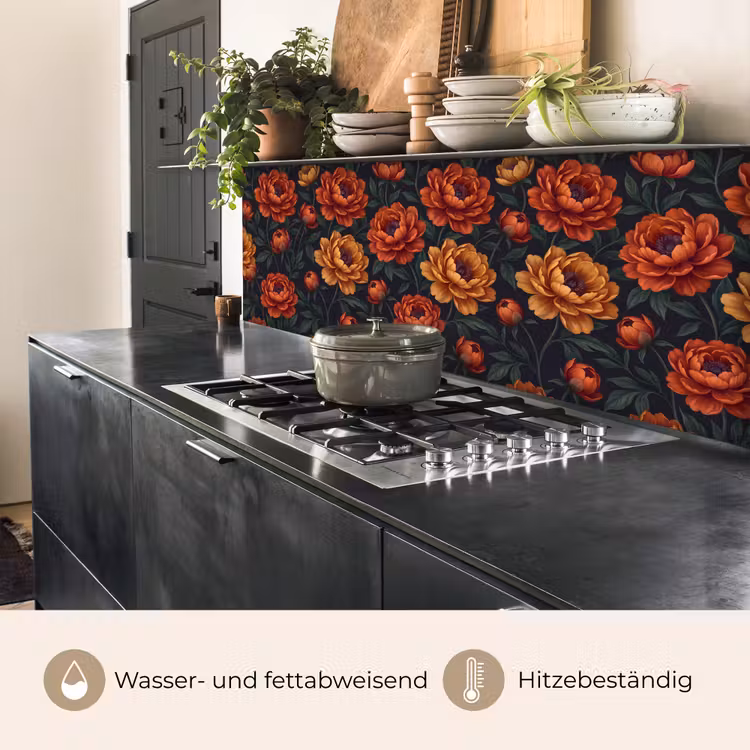 Bloemen - Bladeren - Natuur - Modern - Oranje keuken achterwand 2 middel -usp_DE