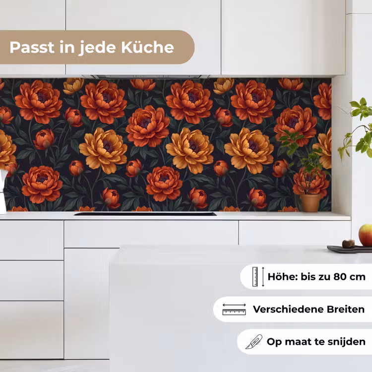 Bloemen - Bladeren - Natuur - Modern - Oranje keuken achterwand 2 middel -sfeer4_DE
