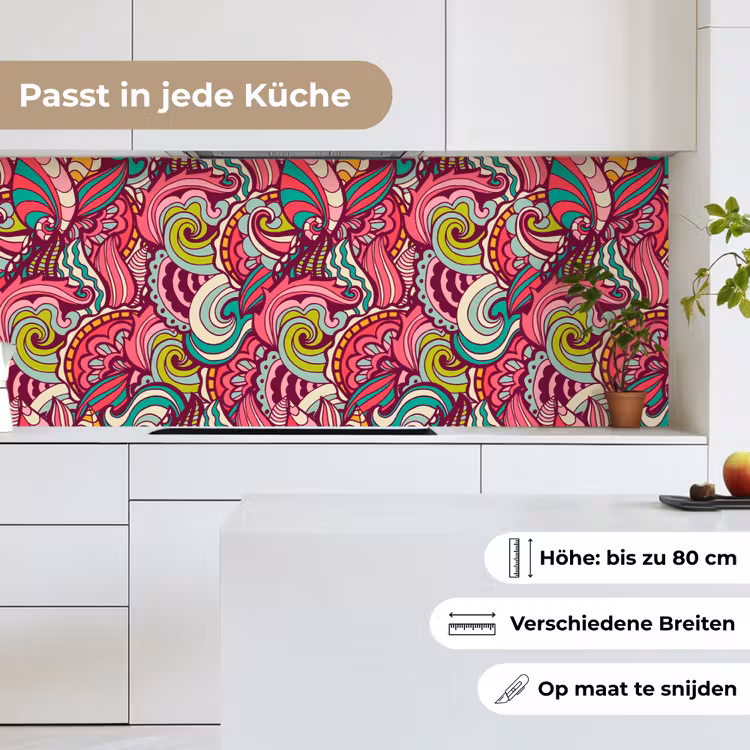 Bloemen - Bladeren - Regenboog - Hippie - Design keuken achterwand 2 middel 871 -sfeer4_DE