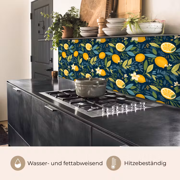 Bloemen - Bladeren - Citroenen - Blauw keuken achterwand 2 middel 871 -usp_DE