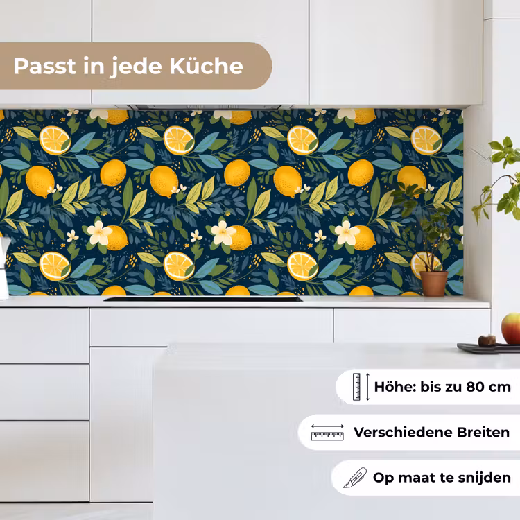 Bloemen - Bladeren - Citroenen - Blauw keuken achterwand 2 middel 871 -sfeer4_DE