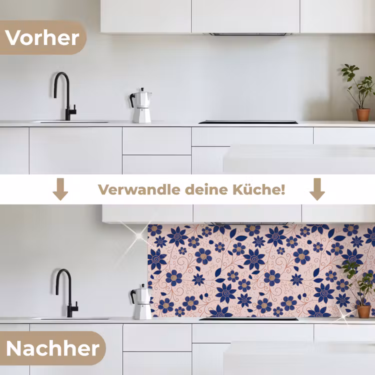 Bloemen - Blauw - Japan - Patronen keuken achterwand 2 middel 871 -voor-na_DE