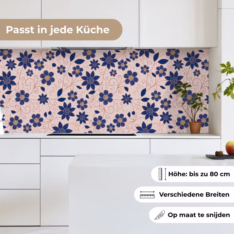 Bloemen - Blauw - Japan - Patronen keuken achterwand 2 middel 871 -sfeer4_DE
