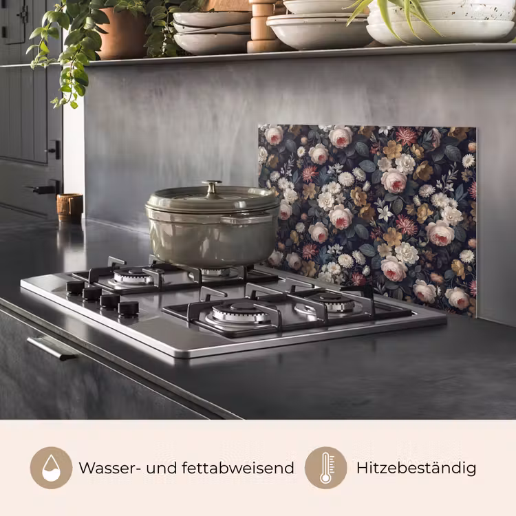 Bloemen - Boeket - Botanisch - Vintage - Donkere achtergrond keuken achterwand spatscherm klein -usp_DE