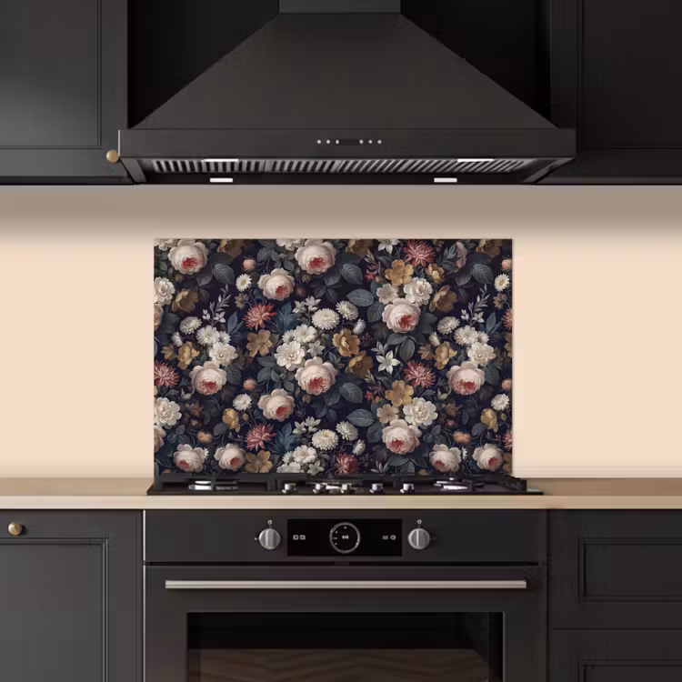 Bloemen - Boeket - Botanisch - Vintage - Donkere achtergrond keuken achterwand spatscherm klein -sfeer1