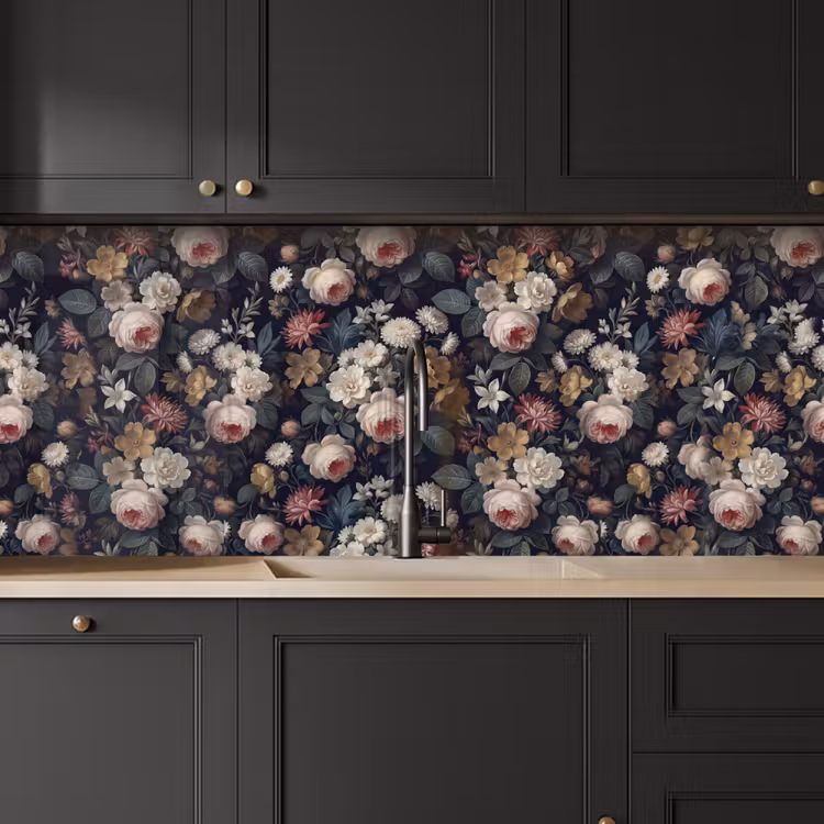 Bloemen - Boeket - Botanisch - Vintage - Donkere achtergrond keuken achterwand 2 middel -sfeer1