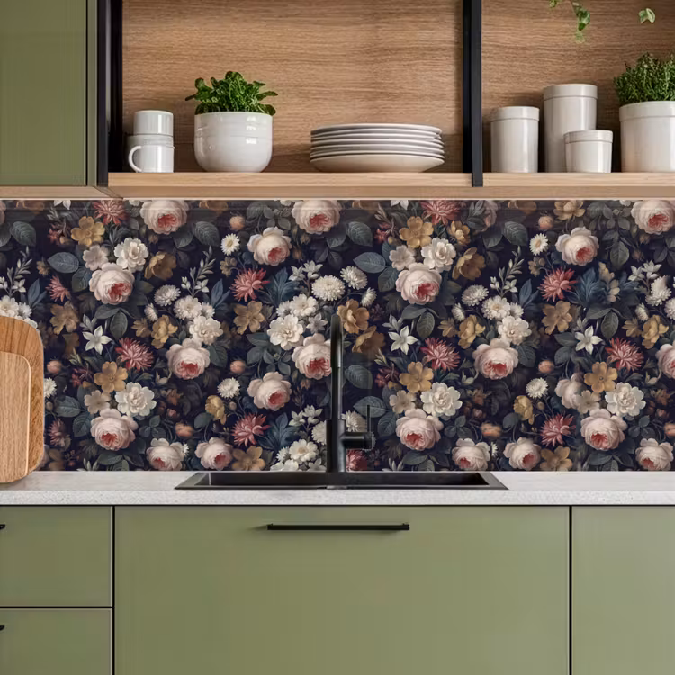 Bloemen - Boeket - Botanisch - Vintage - Donkere achtergrond keuken achterwand 2 middel -sfeer3