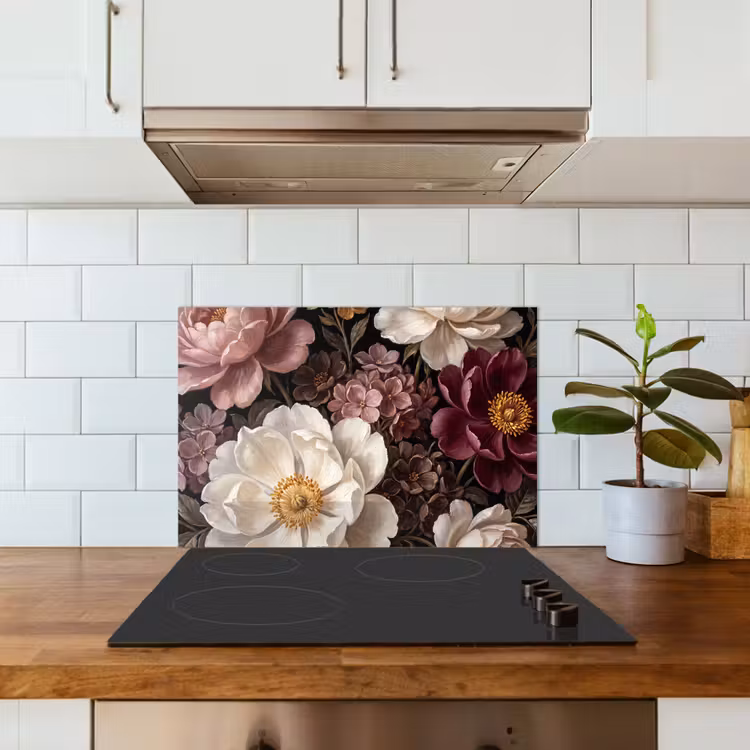 Bloemen - Boeket - Klassiek - Donker - Rood keuken achterwand spatscherm klein -sfeer2