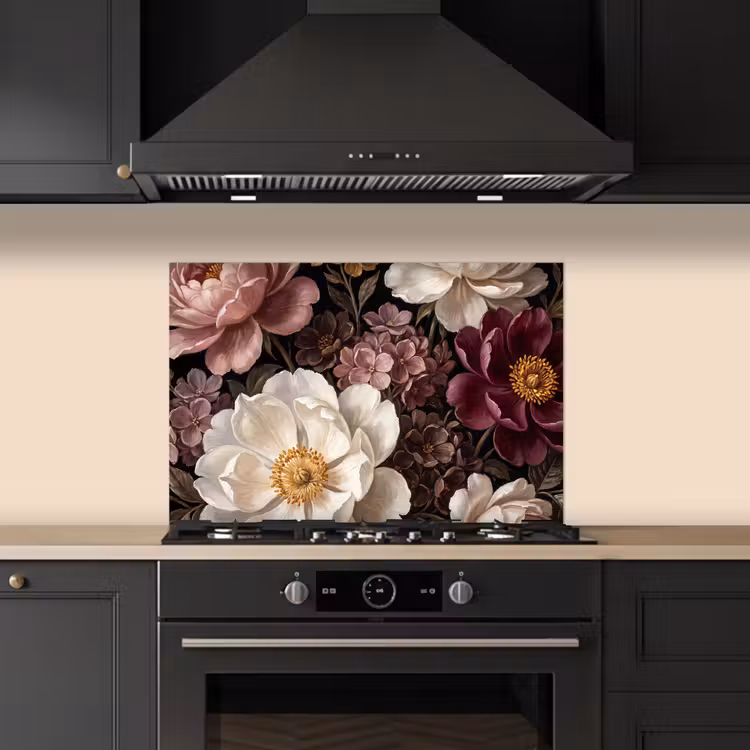 Bloemen - Boeket - Klassiek - Donker - Rood keuken achterwand spatscherm klein -sfeer1