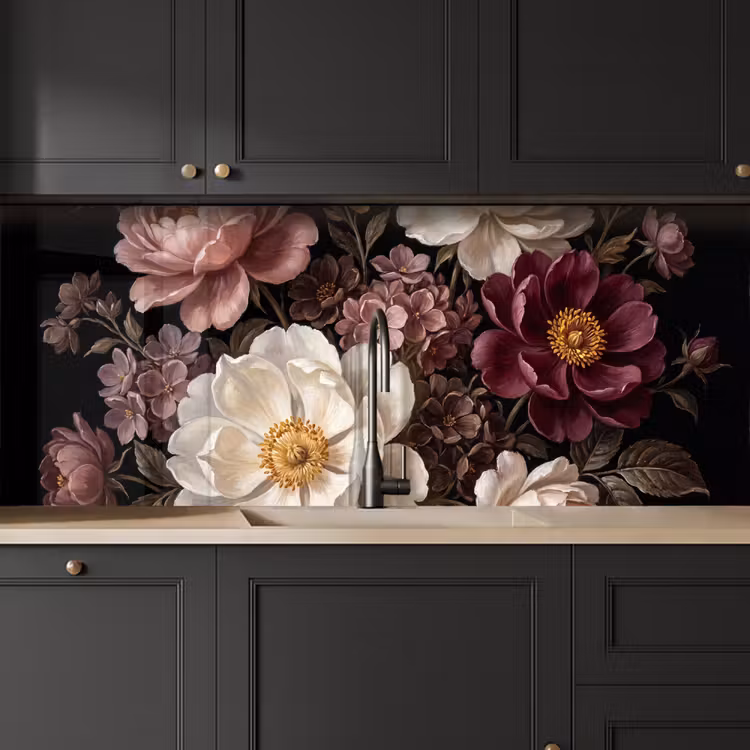 Bloemen - Boeket - Klassiek - Donker - Rood keuken achterwand 2 middel -sfeer1