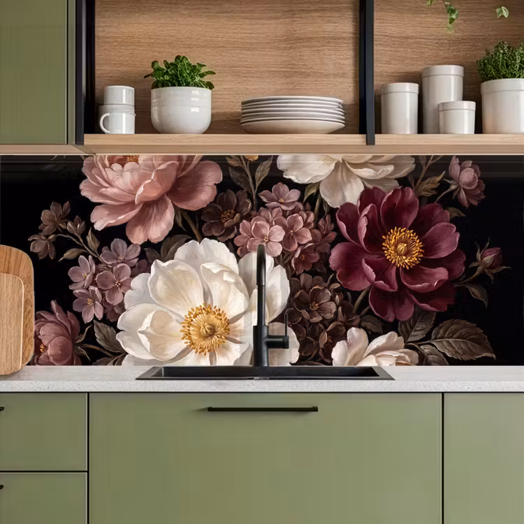 Bloemen - Boeket - Klassiek - Donker - Rood keuken achterwand 2 middel -sfeer3