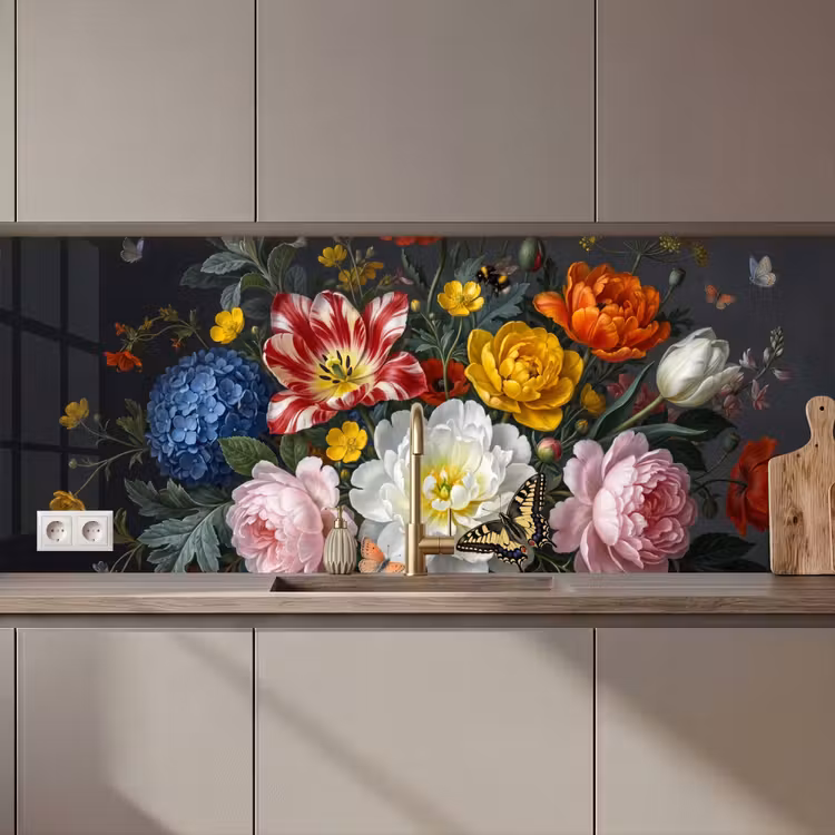 Bloemen - Boeket - Klassiek - Kleurrijk - Natuur keuken achterwand 2 middel zz_3dshopping
