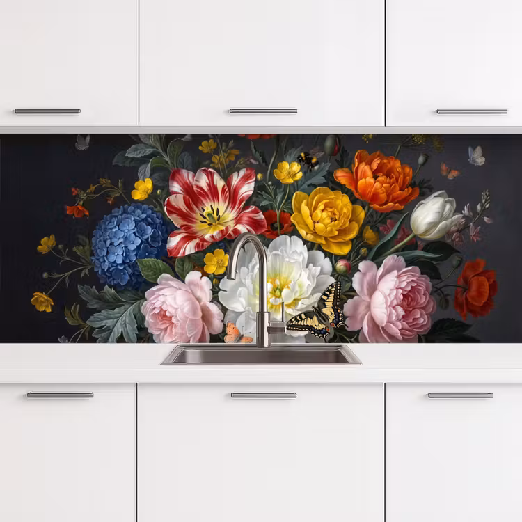 Bloemen - Boeket - Klassiek - Kleurrijk - Natuur keuken achterwand 2 middel -3d