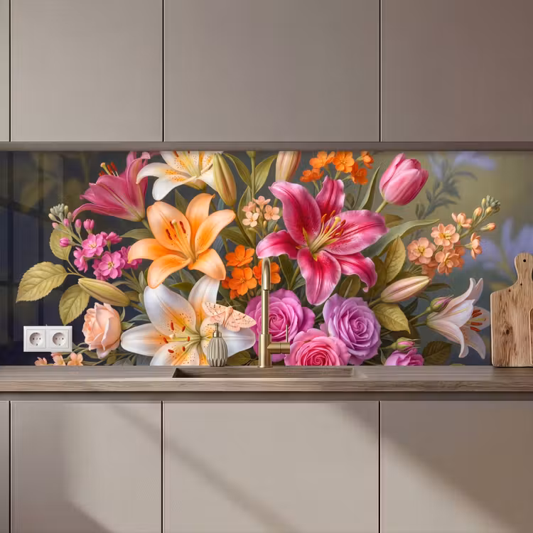 Bloemen - Boeket - Natuur - Kleurrijk - Modern keuken achterwand 2 middel zz_3dshopping