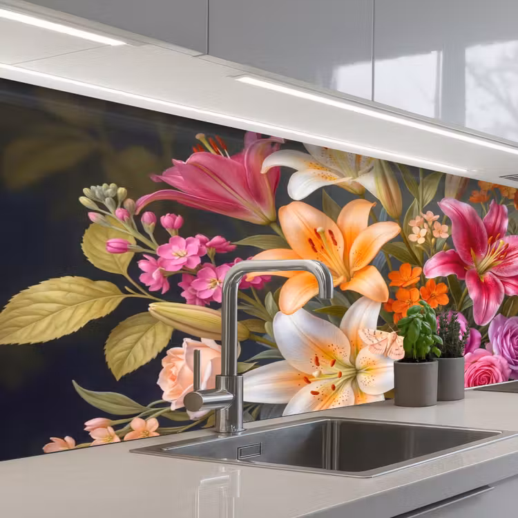 Bloemen - Boeket - Natuur - Kleurrijk - Modern keuken achterwand 2 middel -3d_schuin