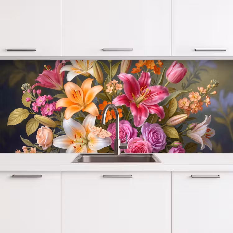 Bloemen - Boeket - Natuur - Kleurrijk - Modern keuken achterwand 2 middel -3d