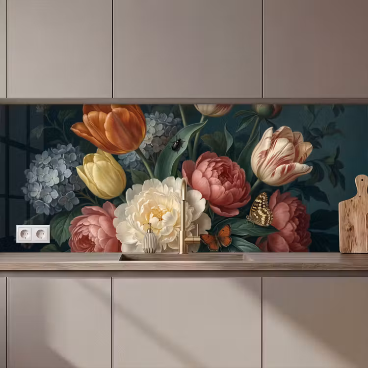 Bloemen - Boeket - Natuur - Klassiek - Donker keuken achterwand 2 middel zz_3dshopping