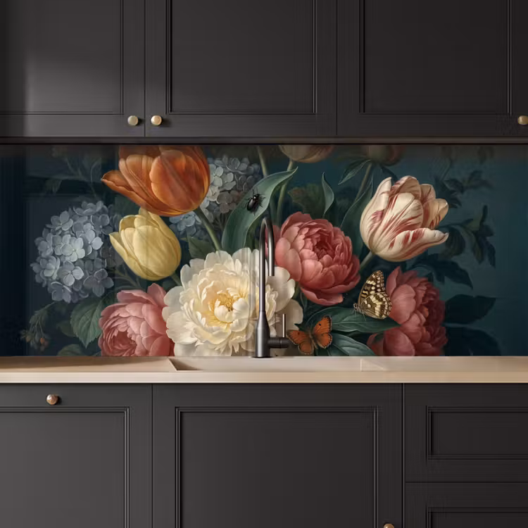 Bloemen - Boeket - Natuur - Klassiek - Donker keuken achterwand 2 middel -sfeer1
