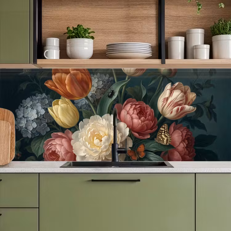 Bloemen - Boeket - Natuur - Klassiek - Donker keuken achterwand 2 middel -sfeer3