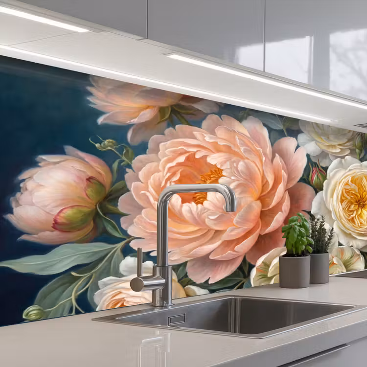 Bloemen - Boeket - Natuur - Klassiek - Kleurrijk keuken achterwand 2 middel -3d_schuin