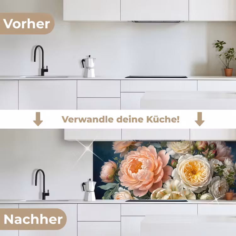 Bloemen - Boeket - Natuur - Klassiek - Kleurrijk keuken achterwand 2 middel -voor-na_DE