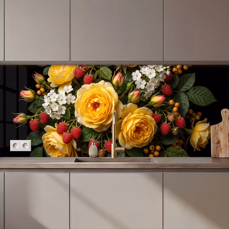 Bloemen - Boeket - Natuur - Klassiek - Geel keuken achterwand 2 middel zz_3dshopping