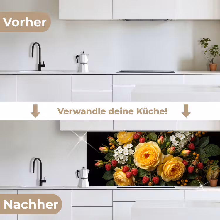 Bloemen - Boeket - Natuur - Klassiek - Geel keuken achterwand 2 middel -voor-na_DE