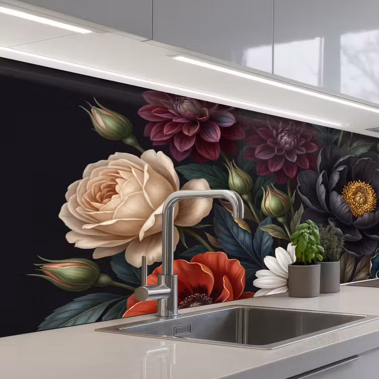 Bloemen - Boeket - Natuur - Klassiek - Weelderig keuken achterwand 2 middel -3d_schuin