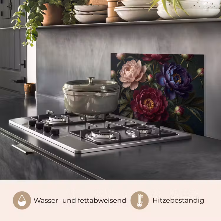 Bloemen - Boeket - Natuur - Modern - Donker keuken achterwand spatscherm klein -usp_DE