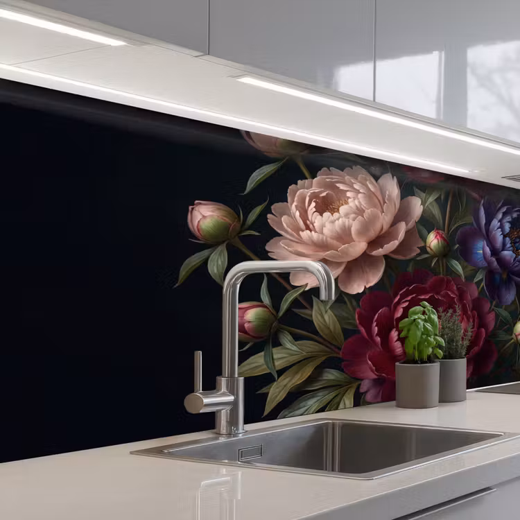 Bloemen - Boeket - Natuur - Modern - Donker keuken achterwand 2 middel -3d_schuin