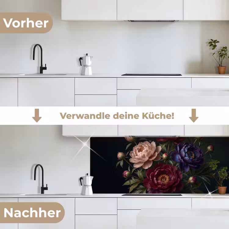 Bloemen - Boeket - Natuur - Modern - Donker keuken achterwand 2 middel -voor-na_DE