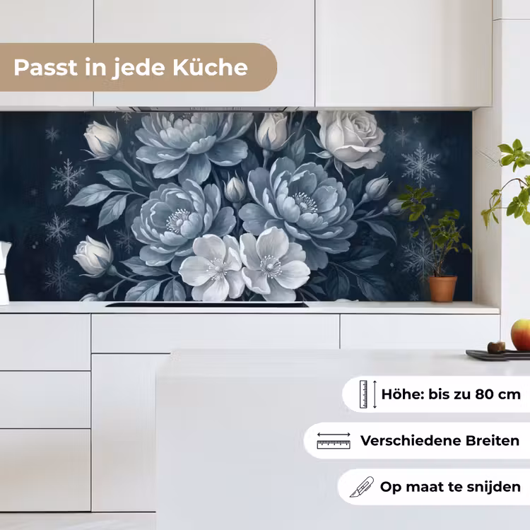 Bloemen - Boeket - Winter - Abstract - Blauw keuken achterwand 2 middel -sfeer4_DE