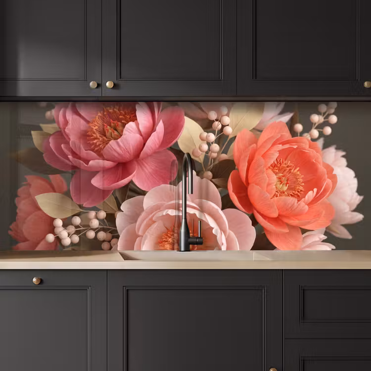 Bloemen - Bloesem - Zacht - Koraal - Decoratie keuken achterwand 2 middel -sfeer1