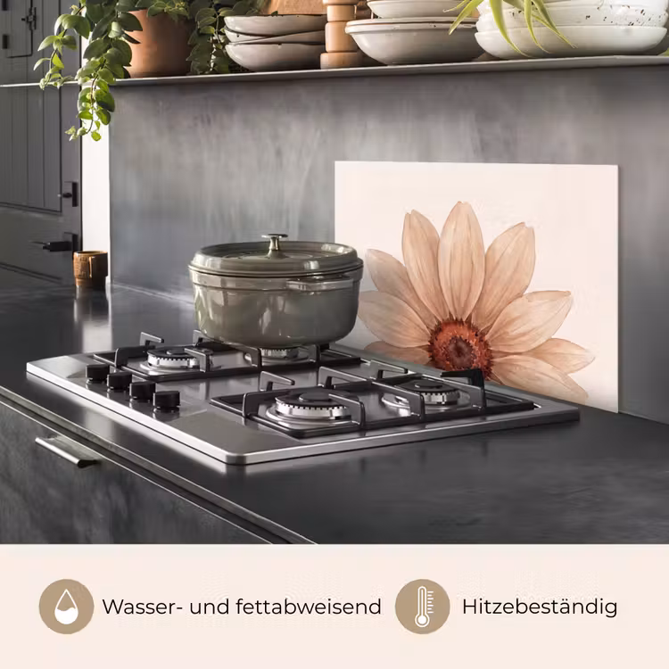 Bloemen - Bloemblad - Natuur - Aquarel - Beige keuken achterwand spatscherm klein -usp_DE