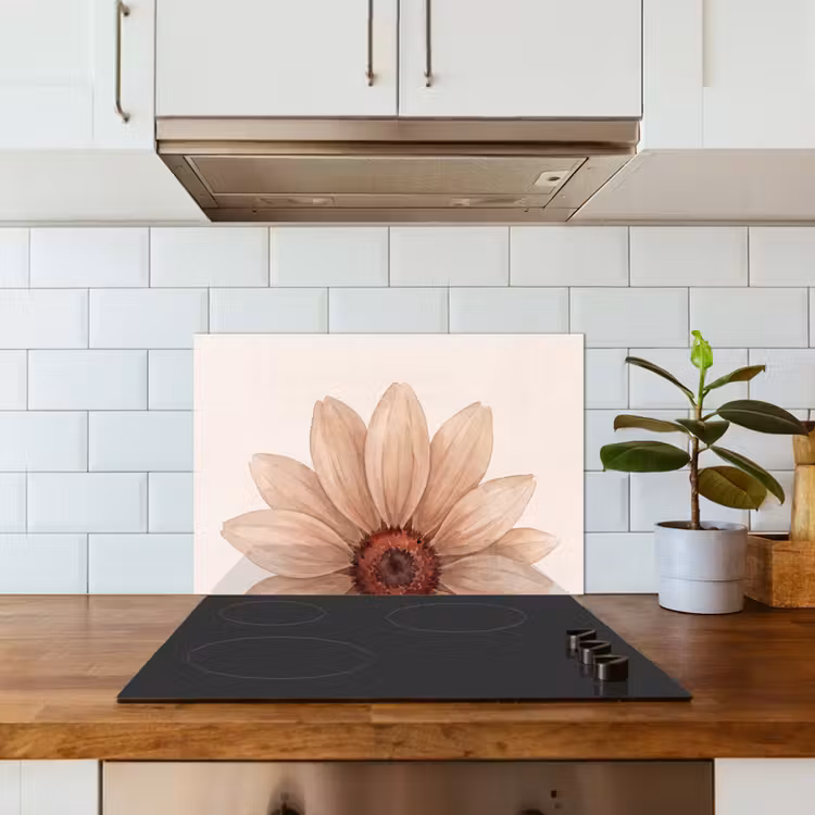Bloemen - Bloemblad - Natuur - Aquarel - Beige keuken achterwand spatscherm klein -sfeer2