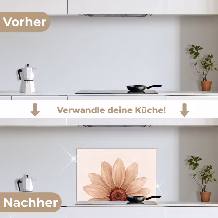 Bloemen - Bloemblad - Natuur - Aquarel - Beige keuken achterwand spatscherm klein -voor_na_DE